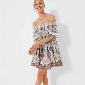Tuckernuck Dapfney Ash & Eden Off Shoulder Block Print Dress